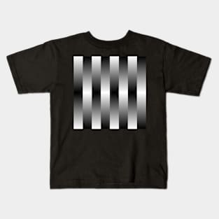 Gradient Stripes (Black and White) Kids T-Shirt